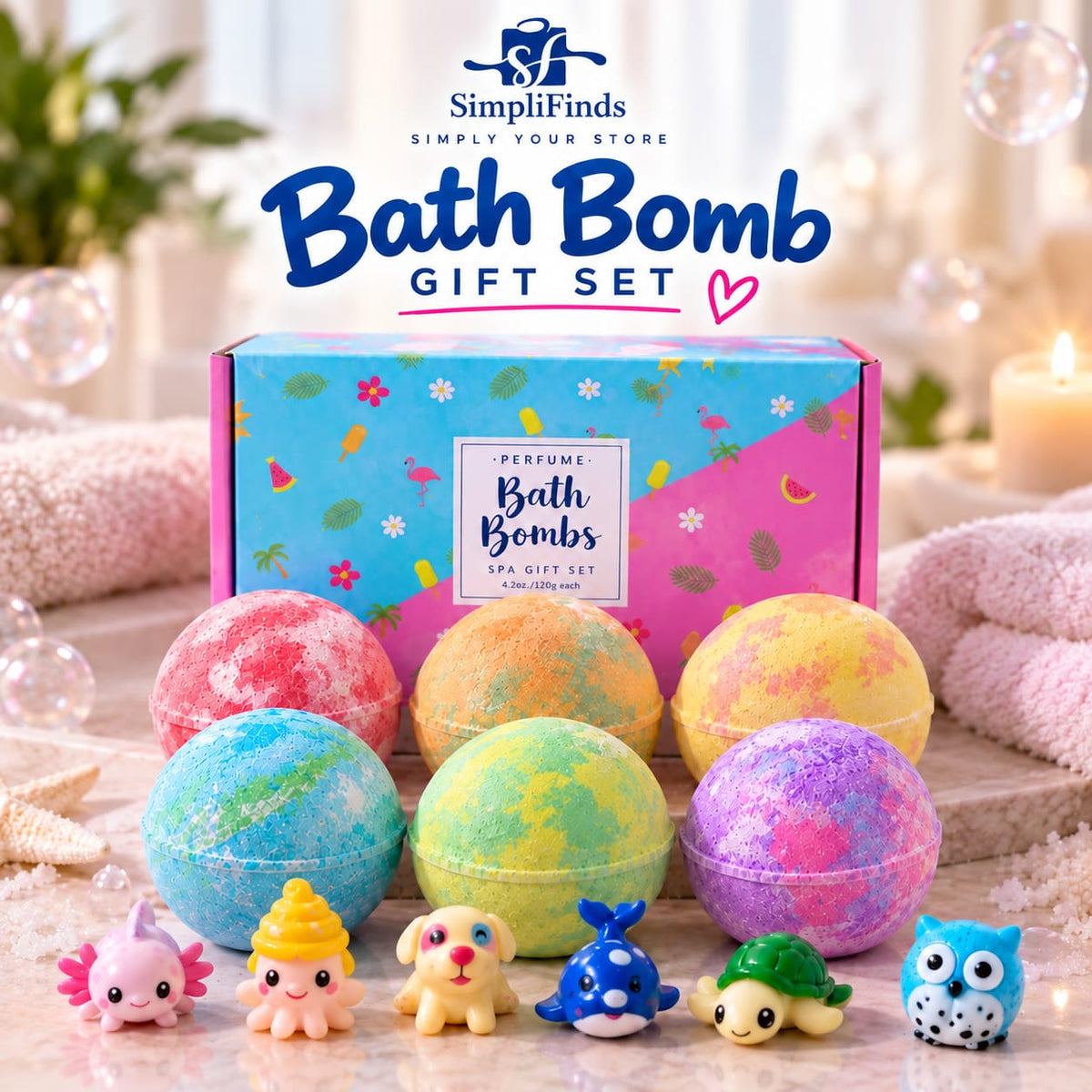 Kids Bath Bomb Gift Set | 6 Surprise Toys