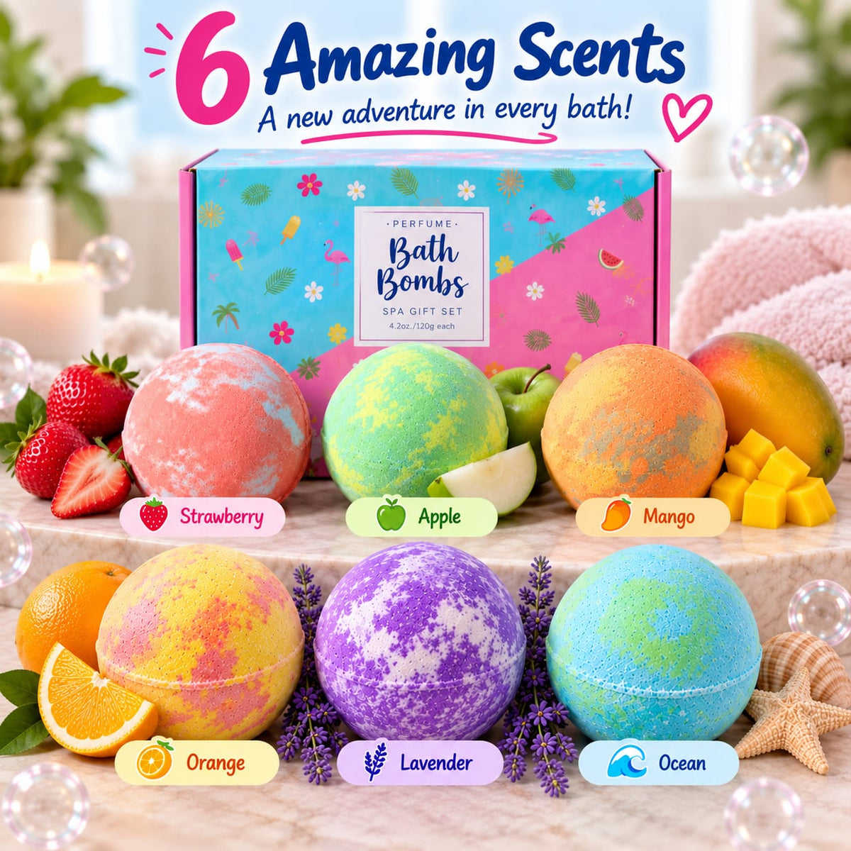 Kids Bath Bomb Gift Set | 6 Surprise Toys